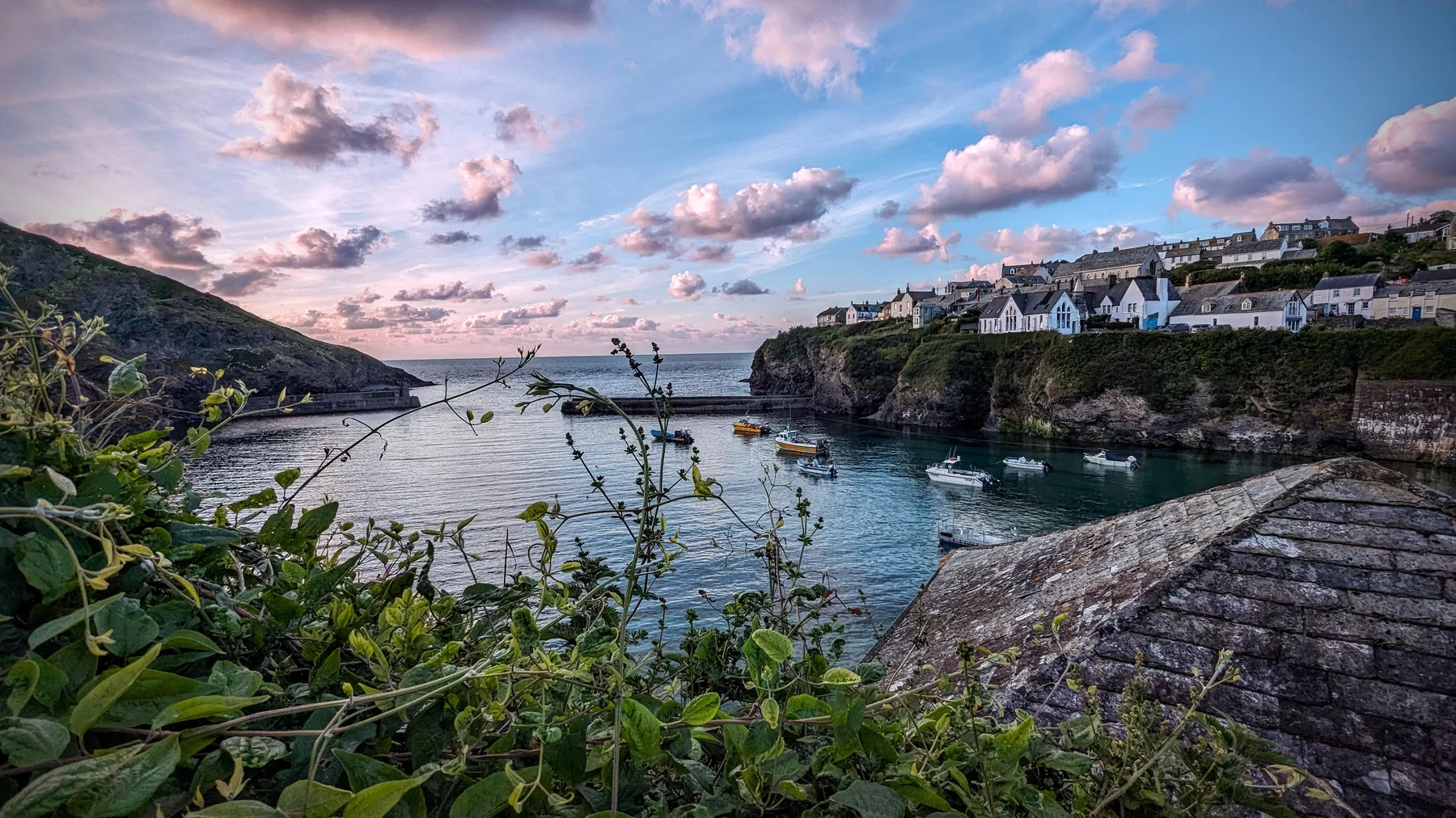 Port Isaac harbour at sunset