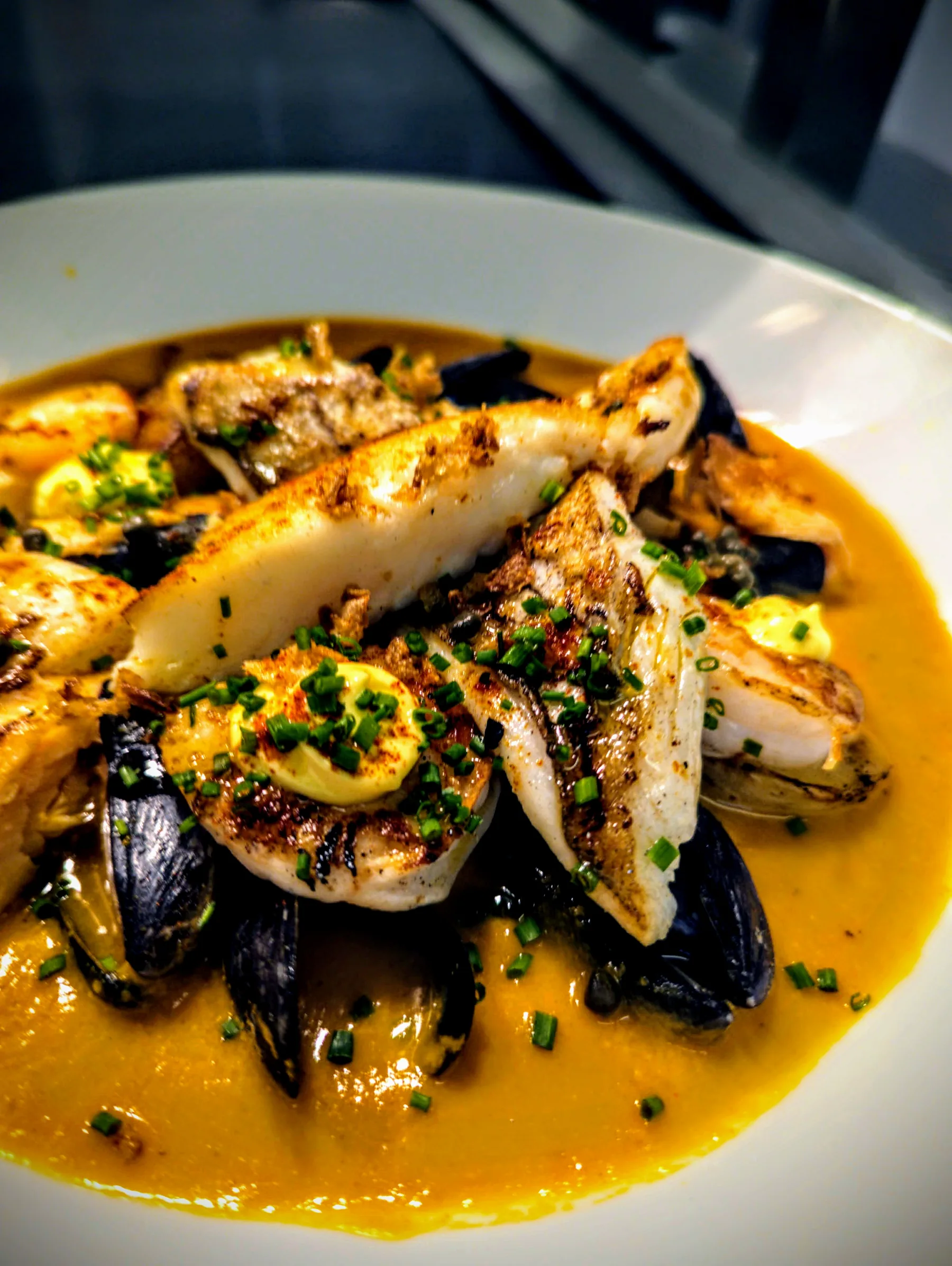 Cornish bouillabaisse — fish and shellfish stew at The Chapel